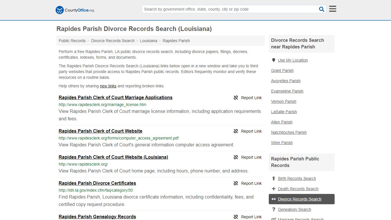 Rapides Parish Divorce Records Search (Louisiana) - County Office